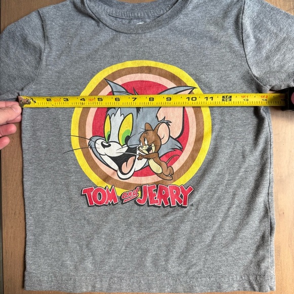 Tom and Jerry Graphic T-Shirt Youth Size 6 | Gray Cartoon Tee - Picture 5 of 6